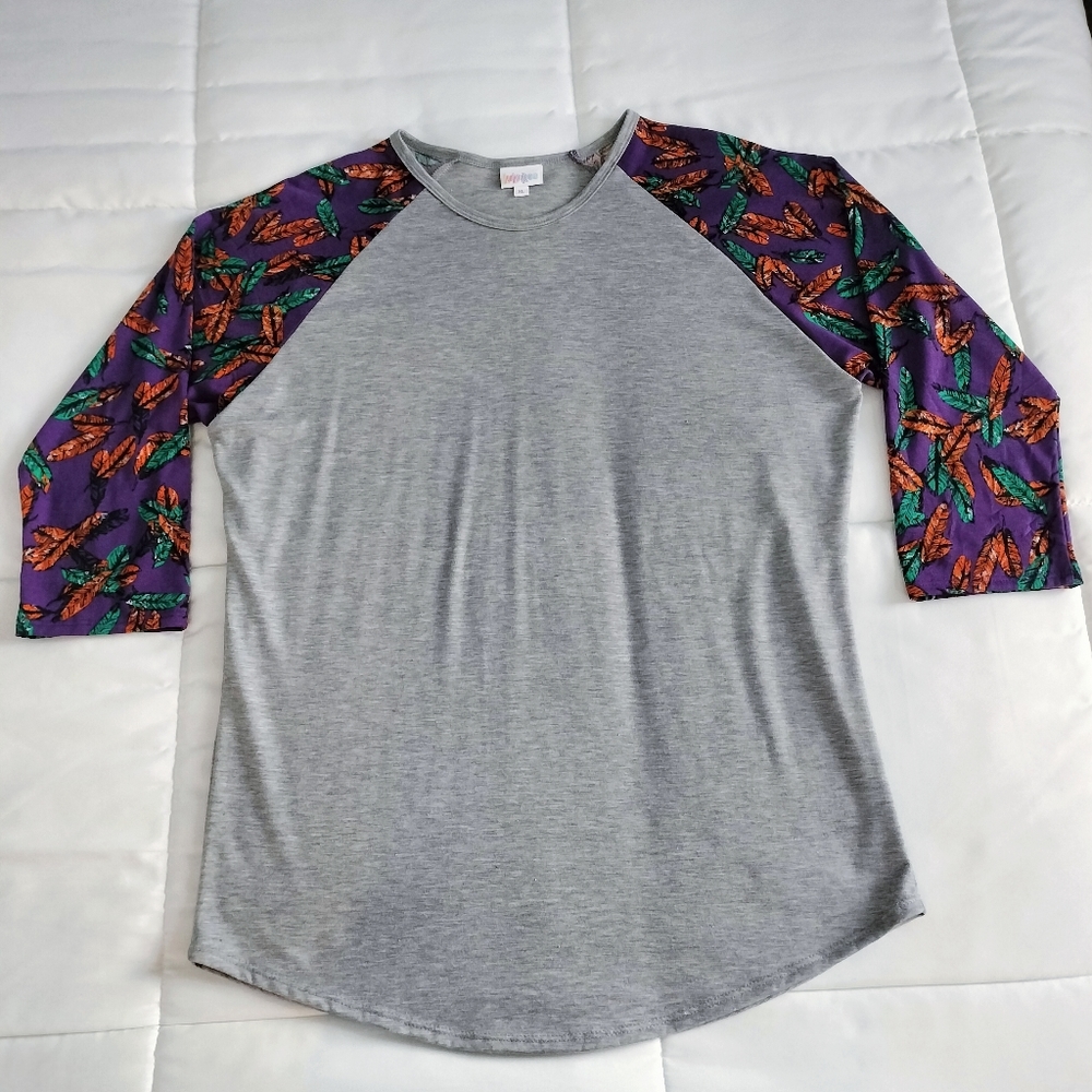 LuLaRoe Feather Baseball T-Shirt